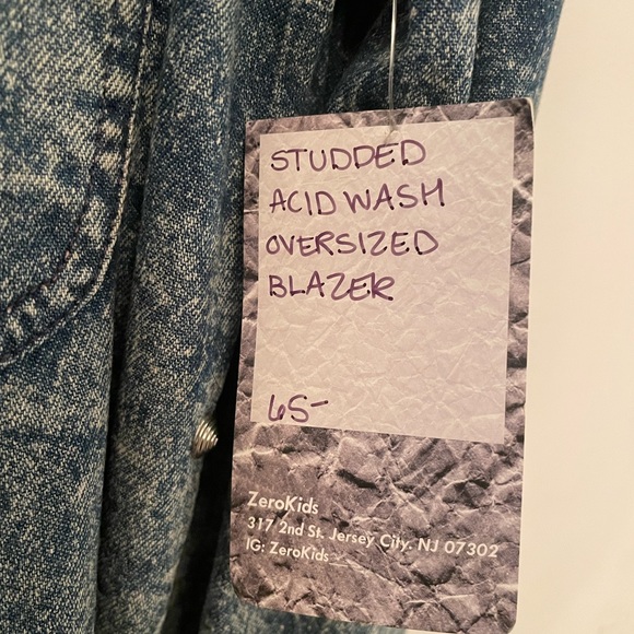 Vintage Washed Studded Denim Blazer - Picture 2 of 5